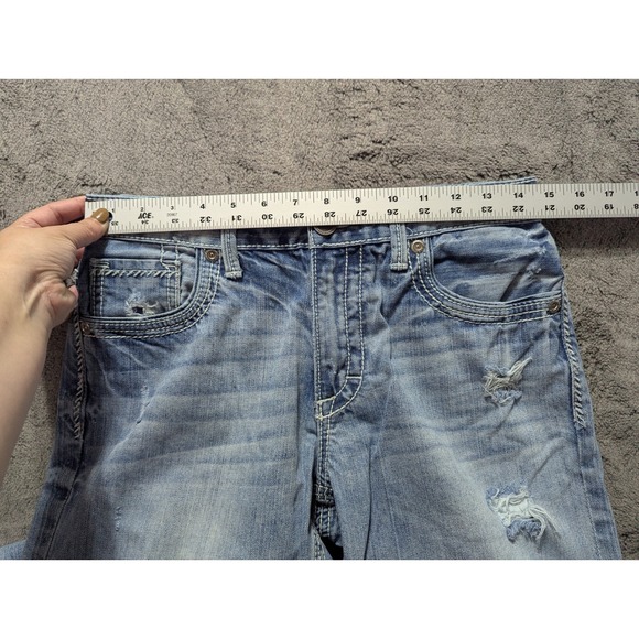 BKE Denim Carter Jeans Straight Leg Distressed Men's Size 29S Light Wash - Picture 6 of 13